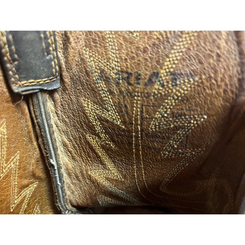 Ariat Heritage Brown Leather Western Cowboy Boots Mens Round‎ Toe - Picture 14 of 16